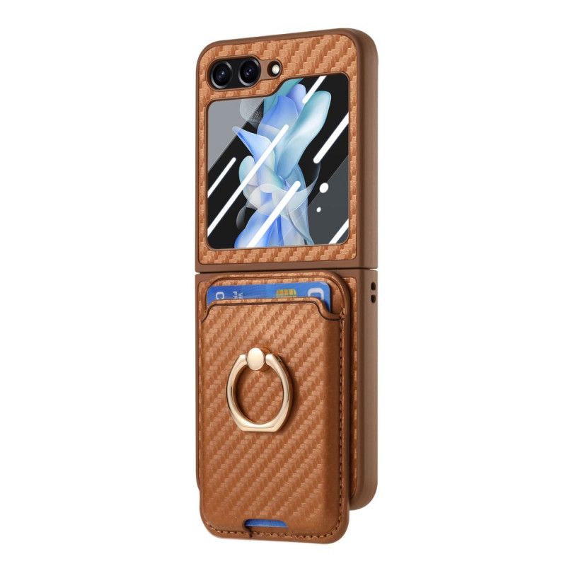 Deksel Samsung Galaxy Z Flip 7 Fe Mobildeksel Kortholder I Karbonfiber