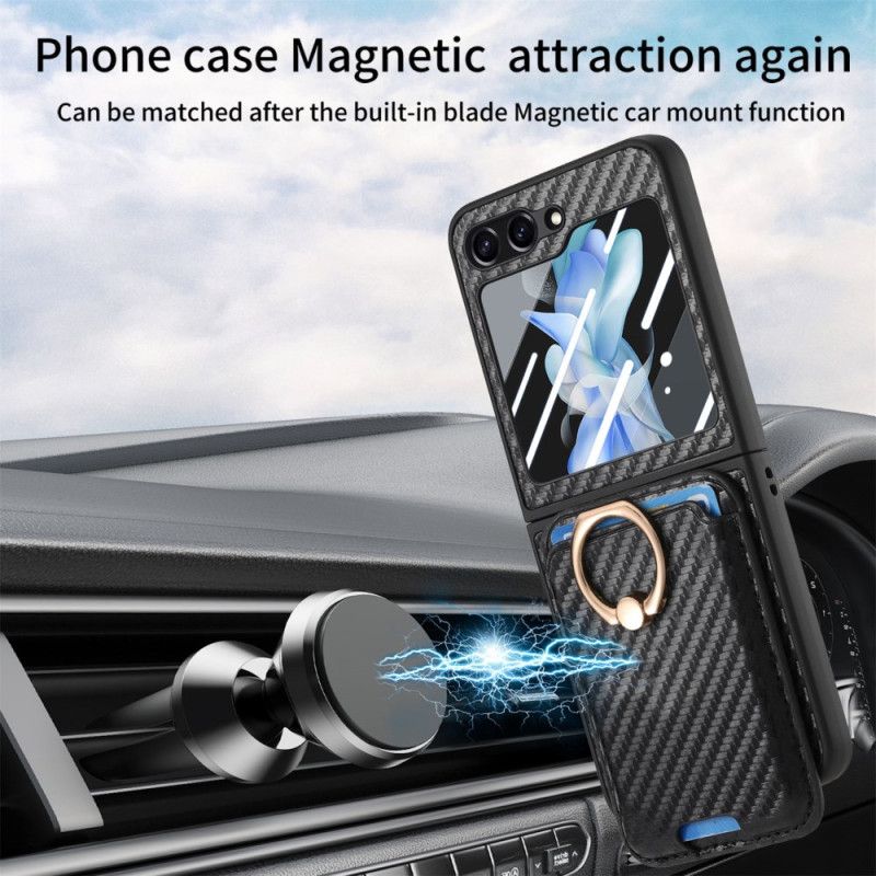 Deksel Samsung Galaxy Z Flip 7 Fe Mobildeksel Kortholder I Karbonfiber