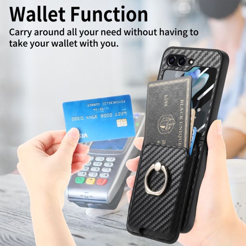 Deksel Samsung Galaxy Z Flip 7 Fe Mobildeksel Kortholder I Karbonfiber