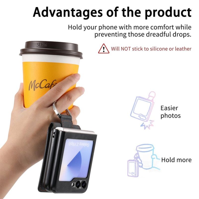 Deksel Samsung Galaxy Z Flip 7 Fe Mobildeksel Semsket Skinneffekt Med Kortholder