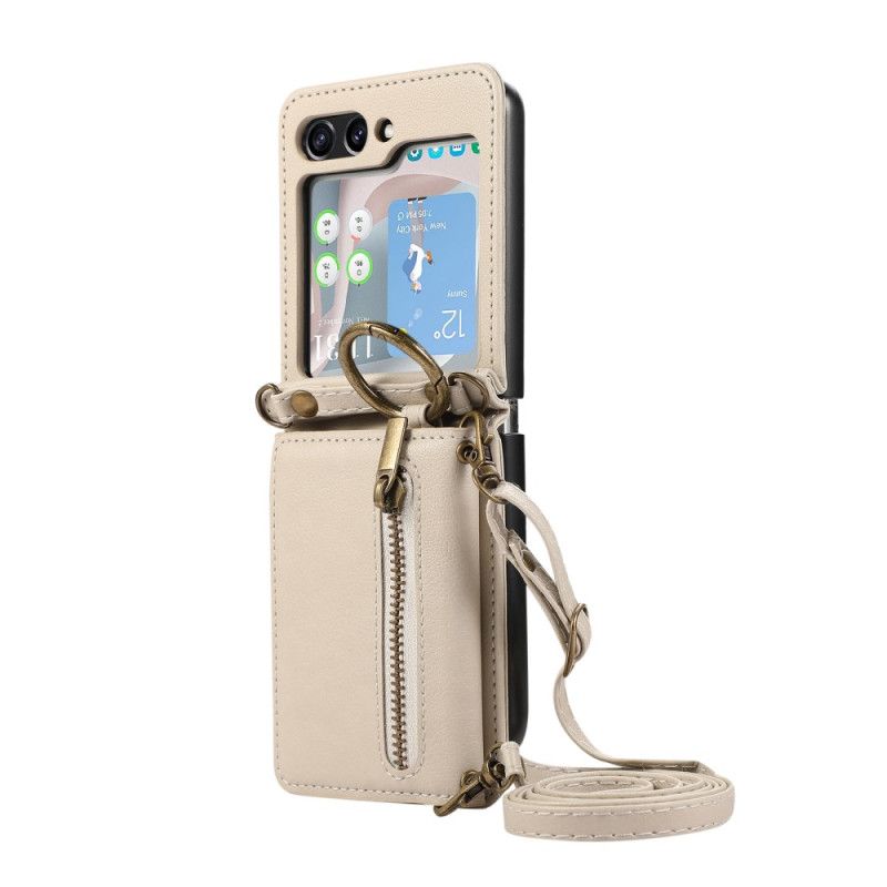 Deksel Til Samsung Galaxy Z Flip 7 Fe Lommebok Og Skulderstropp Med Glidelås