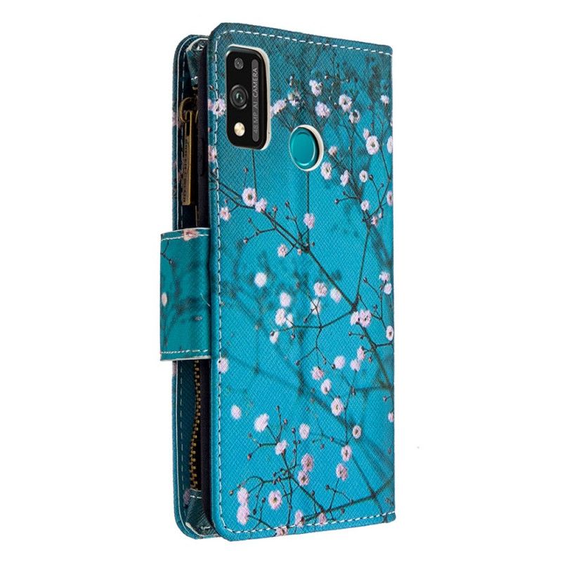 Folio Deksel Honor 9X Lite Hvit Lomme Med Treglidelås