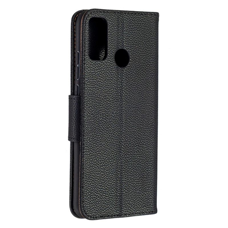 Folio Deksel Honor 9X Lite Svart Litchi Skrå Klaff Beskyttelse