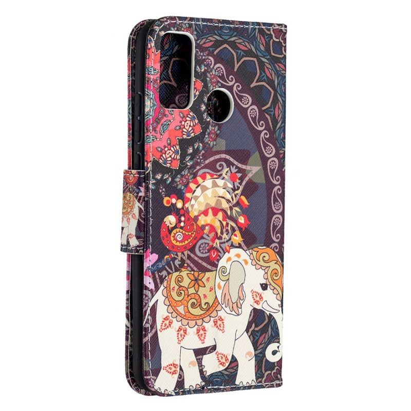 Lærdeksel Folio Deksel Honor 9X Lite Elefant Og Fargerik Mandala