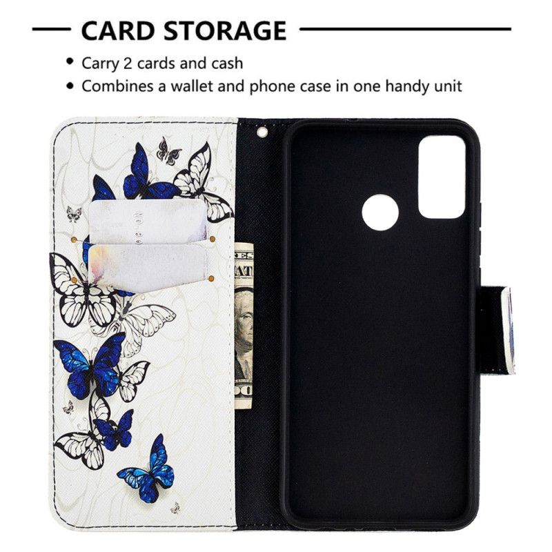Lærdeksel Folio Deksel Honor 9X Lite Svart Kongesommerfugler