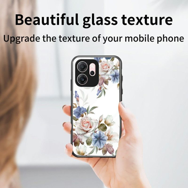 Deksel Oppo Reno 14f 5g Herdet Glass Med Blomstermønster Beskyttelse Deksel