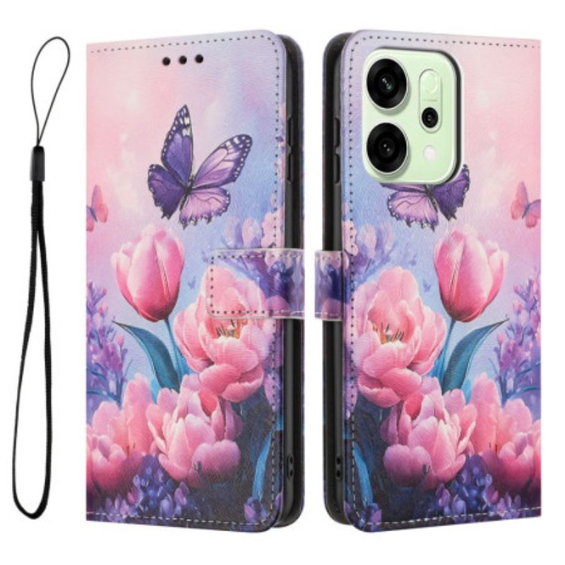 Folio Deksel Til Oppo Reno 14f 5g Blomsterdekor