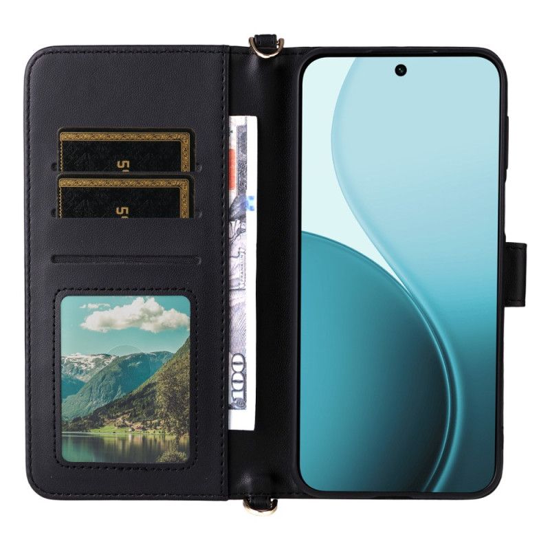 Folio Deksel Til Oppo Reno 14f 5g Premium Design Med Skulderstropp Og Snor