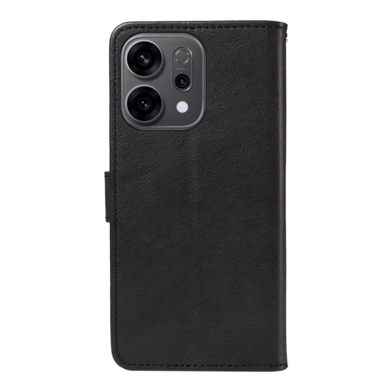 Lærdeksel Folio Deksel Oppo Reno 14f 5g Ensfarget Med Stropp