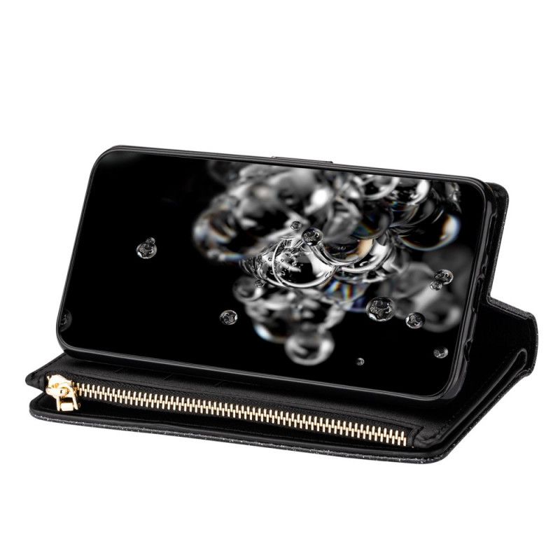 Folio Deksel for Xiaomi Mi 10 / 10 Pro Svart Paljetter Med Glidelås