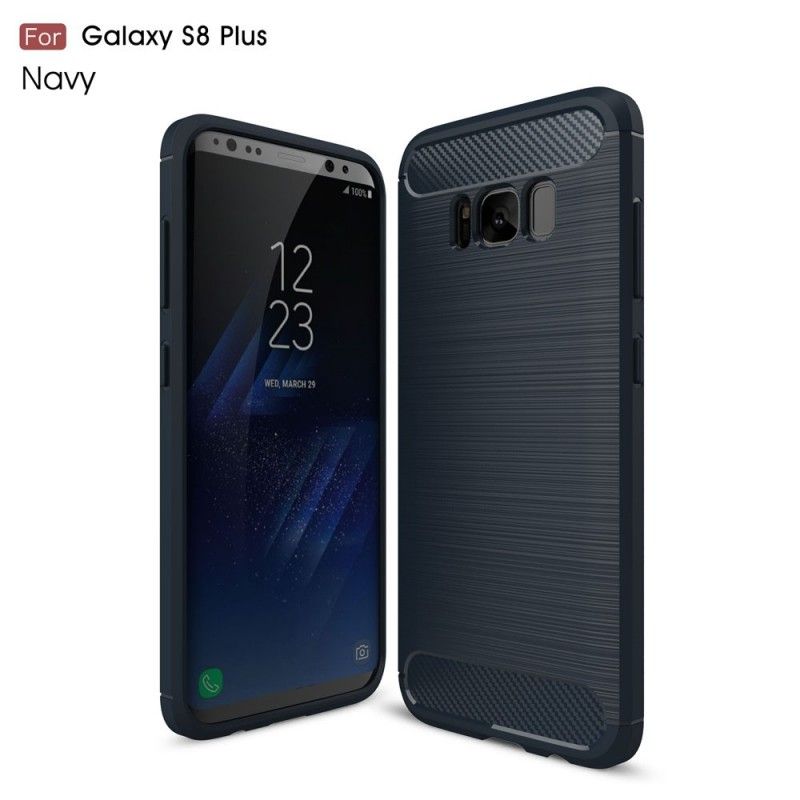 Deksel Samsung Galaxy S8 Plus Svart Børstet Karbonfiber Beskyttelse