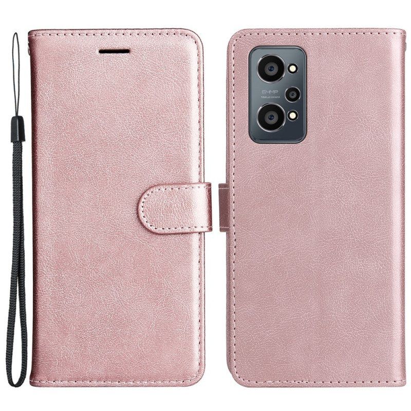Folio Deksel Til Realme GT Neo 3T / Neo 2 Med Kjede Strappy Skinneffekt