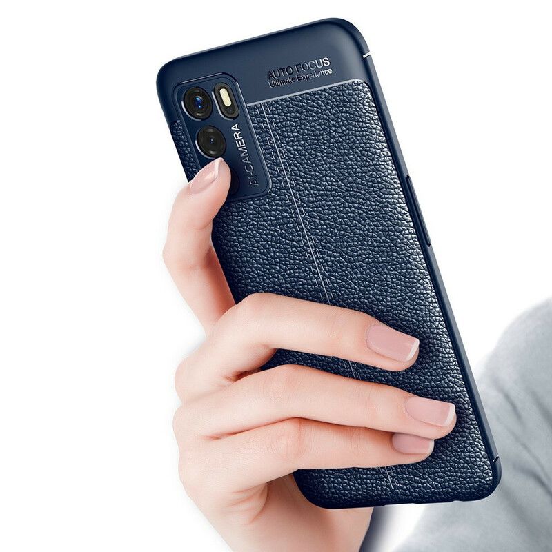 Deksel Oppo A16 / A16s Double Line Litchi Leather Effect Beskyttelse Deksel