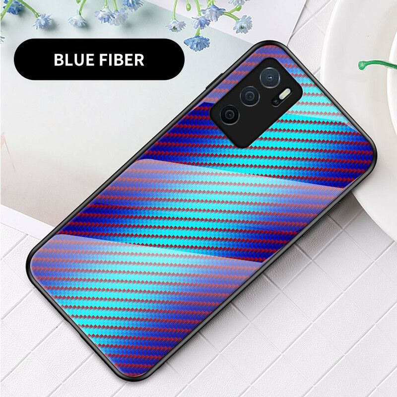 Deksel Oppo A16 / A16s Mobildeksel Karbonfiber Herdet Glass