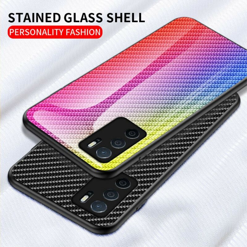 Deksel Oppo A16 / A16s Mobildeksel Karbonfiber Herdet Glass