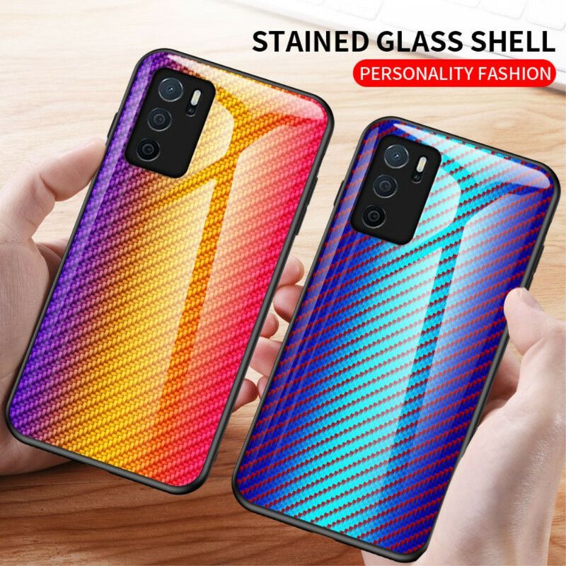 Deksel Oppo A16 / A16s Mobildeksel Karbonfiber Herdet Glass