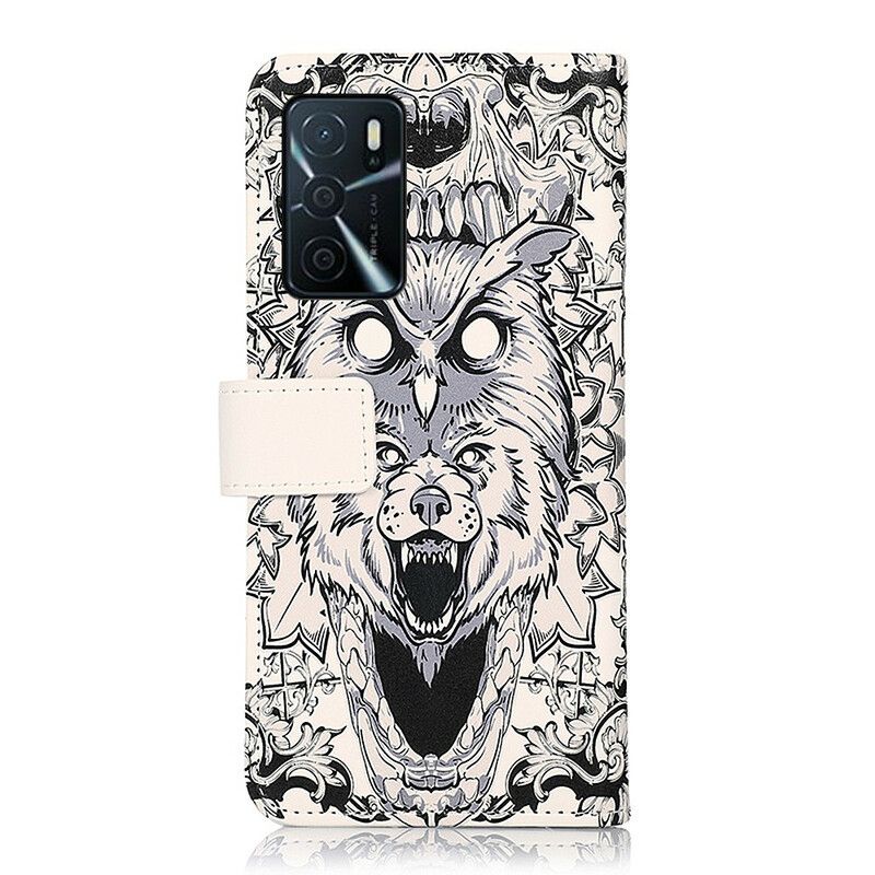 Folio Deksel Oppo A16 / A16s Grusomme Dyr Beskyttelse Deksel