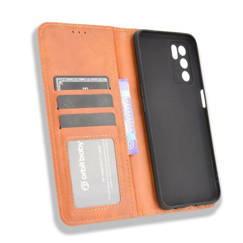 Folio Deksel Oppo A16 / A16s Stilisert Vintage Skinneffekt