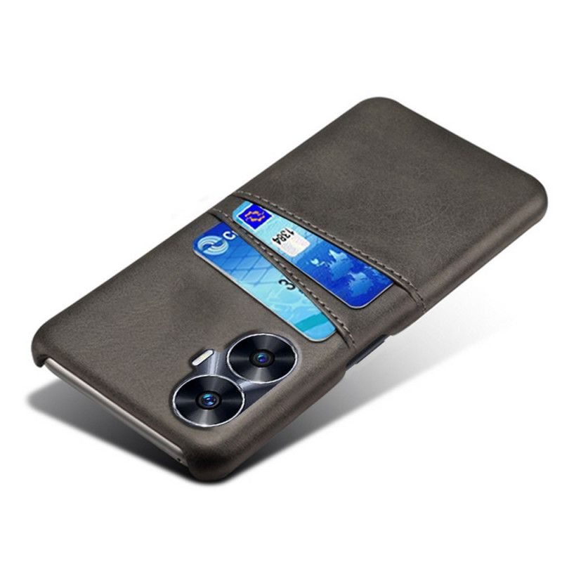 Deksel Realme C55 Dobbel Kortholder Med Læreffekt