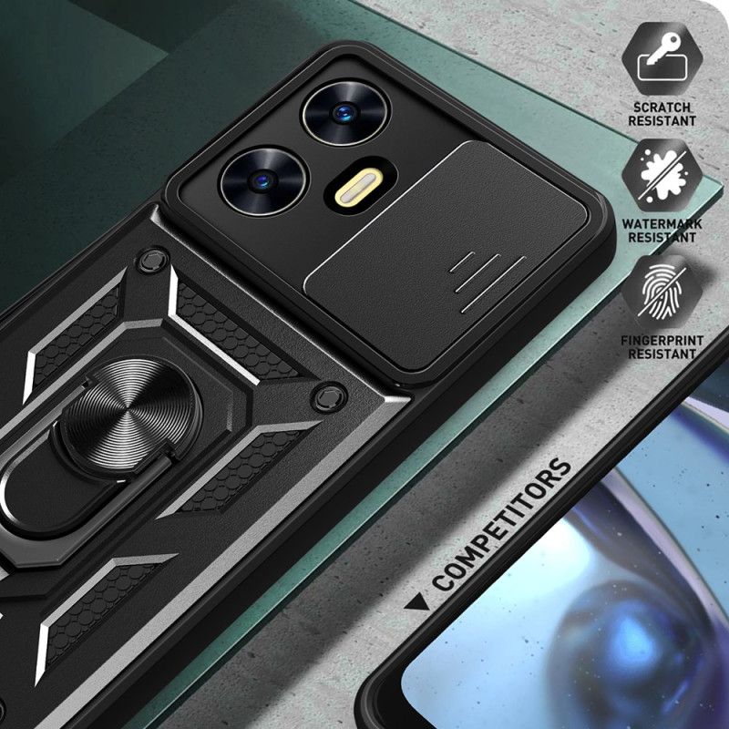 Deksel Realme C55 Mobildeksel Ringholder Og Glidende Linsebeskytter