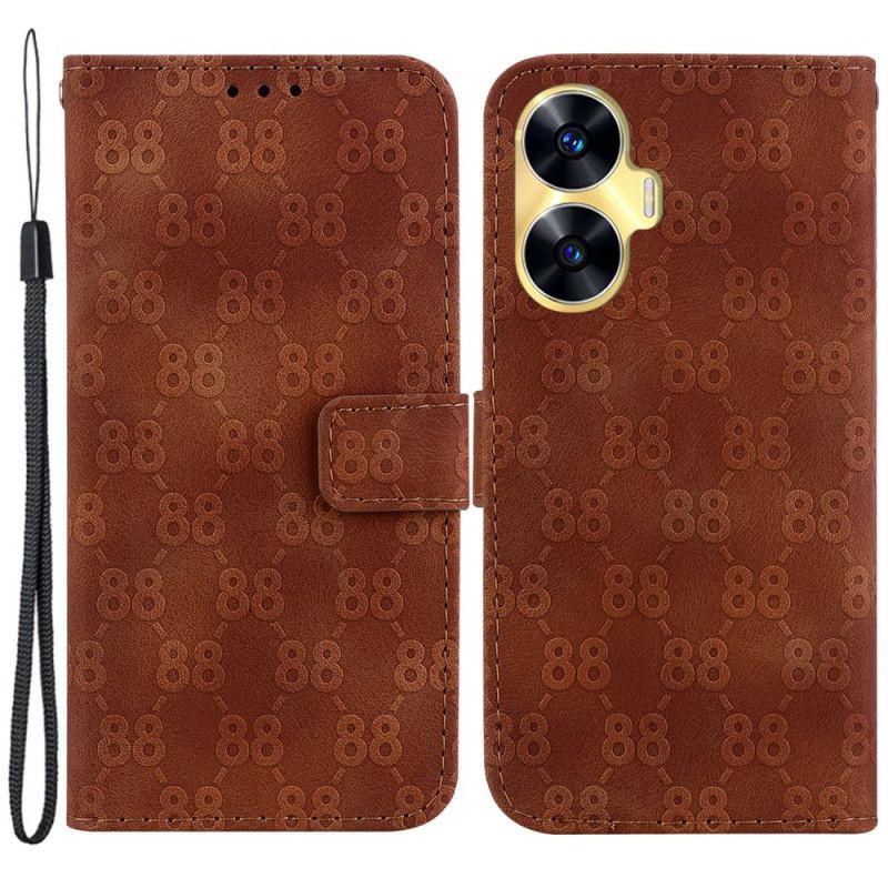 Folio Deksel Realme C55 Design 88 Med Stropp Beskyttelse Deksel