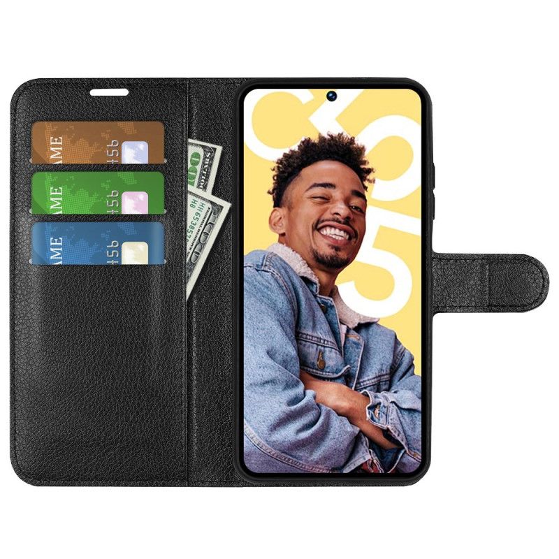 Folio Deksel Realme C55 Klassisk Litchi-imitasjonsskinn