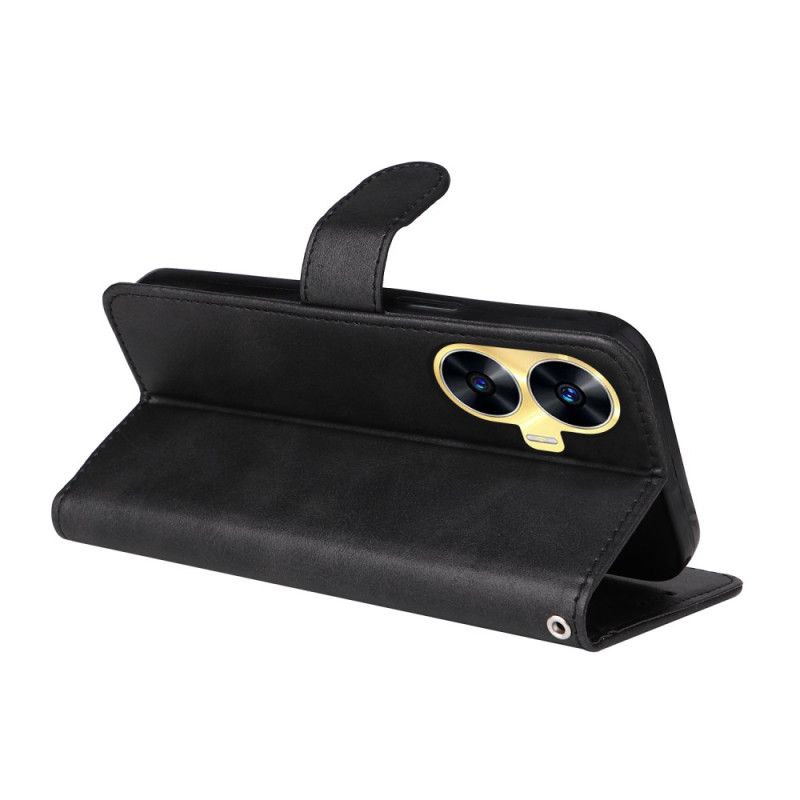 Folio Deksel Realme C55 Stropp Med Skinntekstur Beskyttelse Deksel