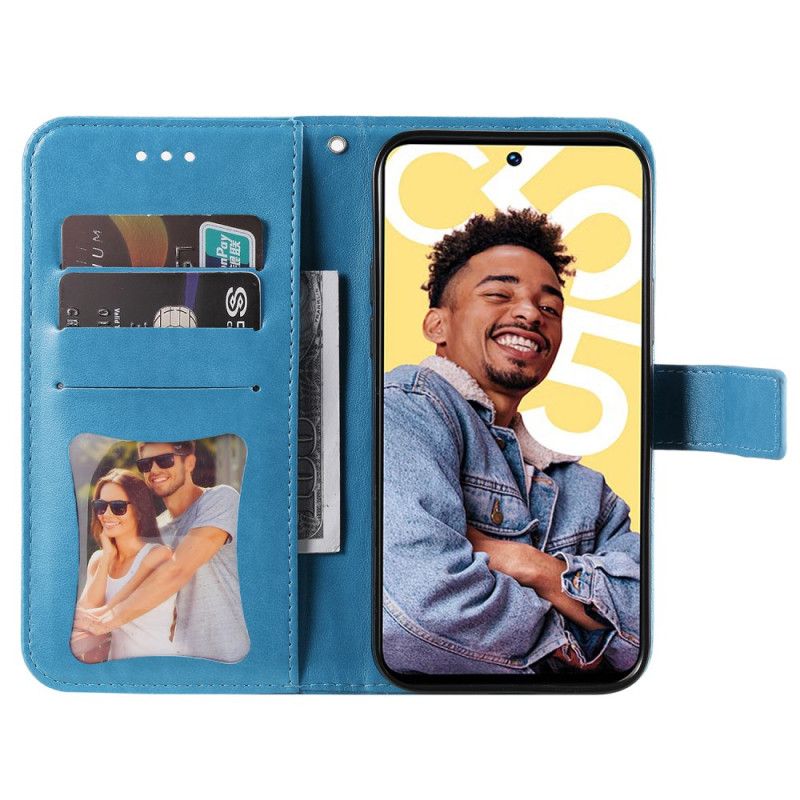 Lærdeksel Folio Deksel Realme C55 Mobildeksel Blomstermønsterrem