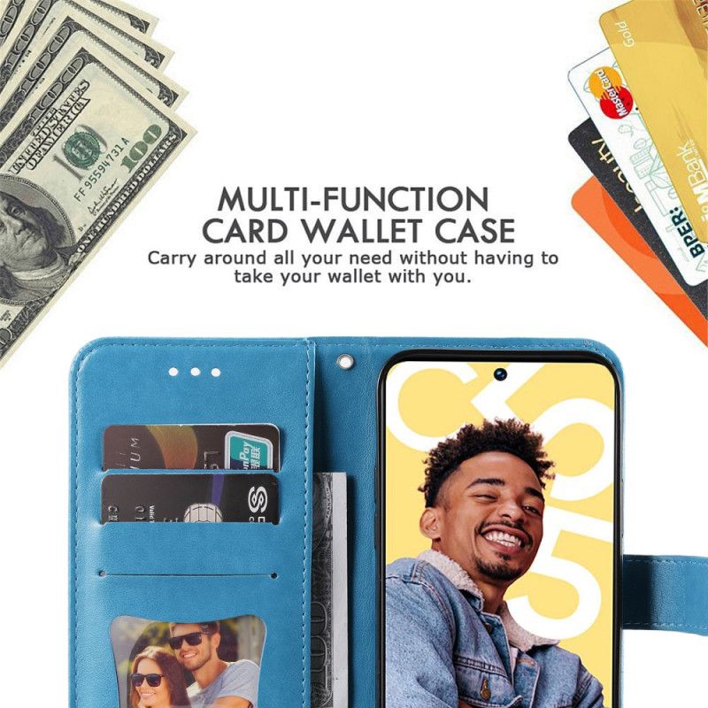 Lærdeksel Folio Deksel Realme C55 Mobildeksel Blomstermønsterrem