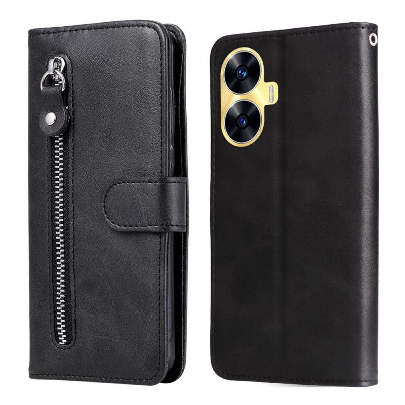 Lærdeksel Folio Deksel Realme C55 Mobildeksel Myntpung Foran