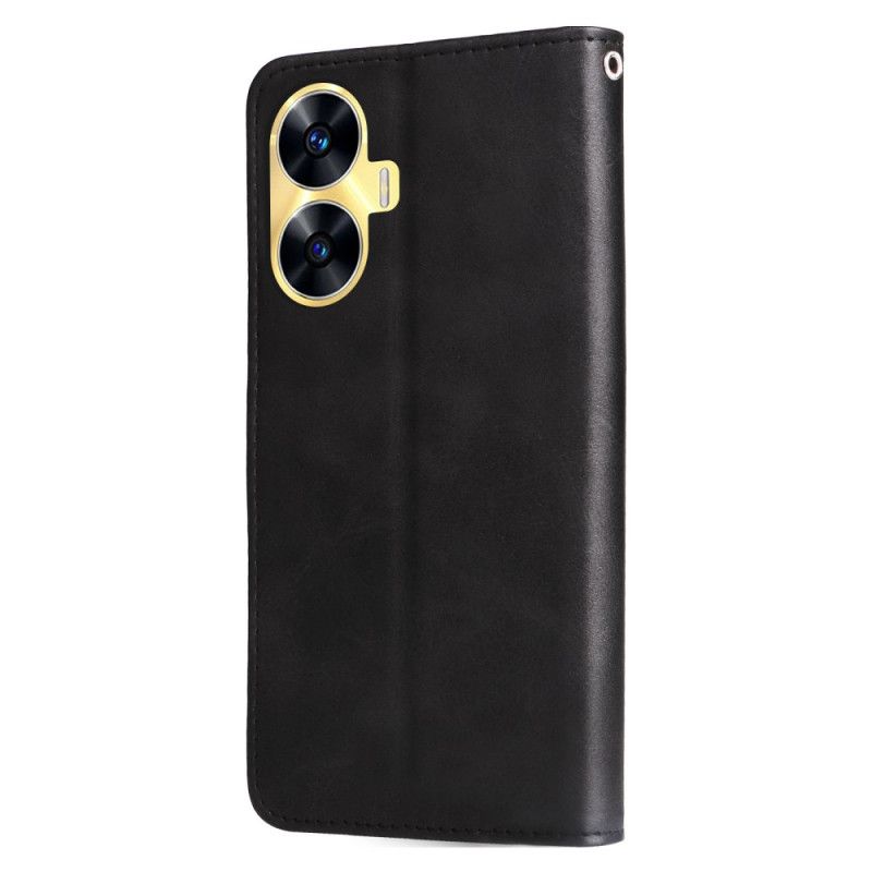 Lærdeksel Folio Deksel Realme C55 Mobildeksel Myntpung Foran