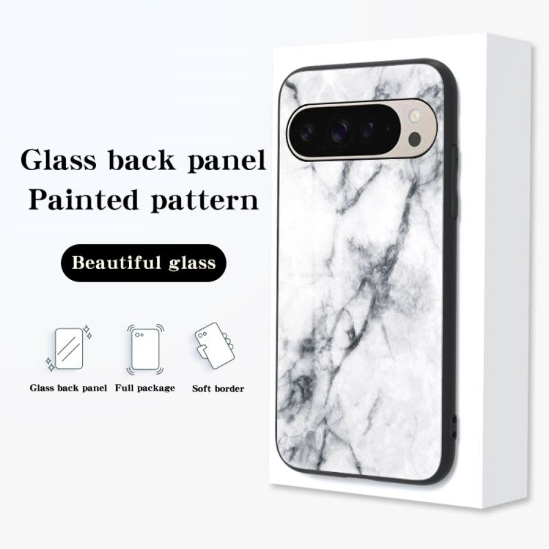 Deksel Google Pixel 9 Pro Marmor Herdet Glass
