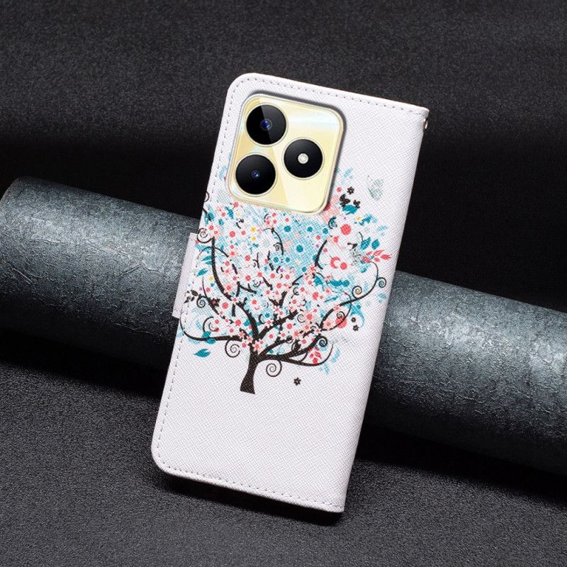 Folio Deksel Realme C53 Blomstrende Tre