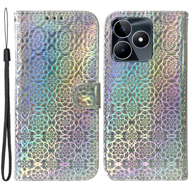 Lærdeksel Folio Deksel Realme C53 Disco-stil Med Snor