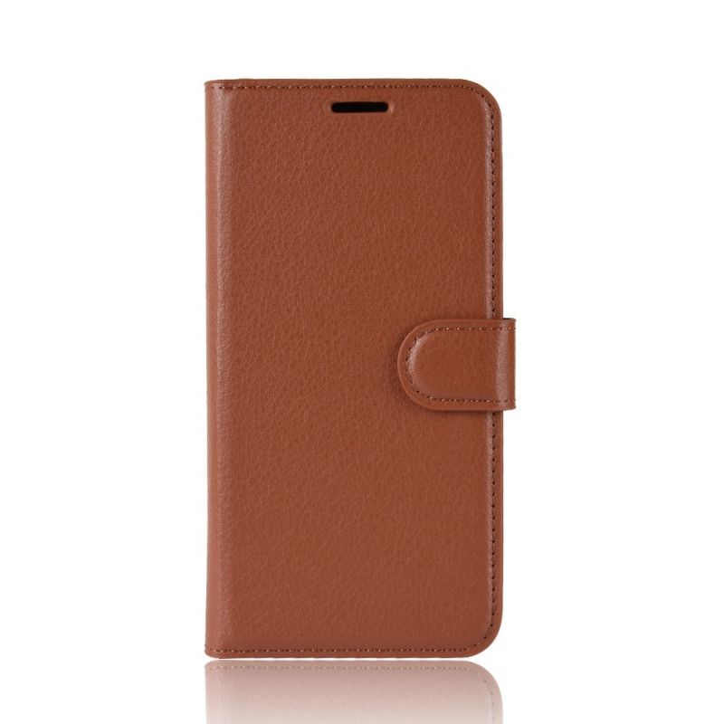Folio Deksel Oppo Realme 3 Pro Lilla Litchi Imitert Skinn