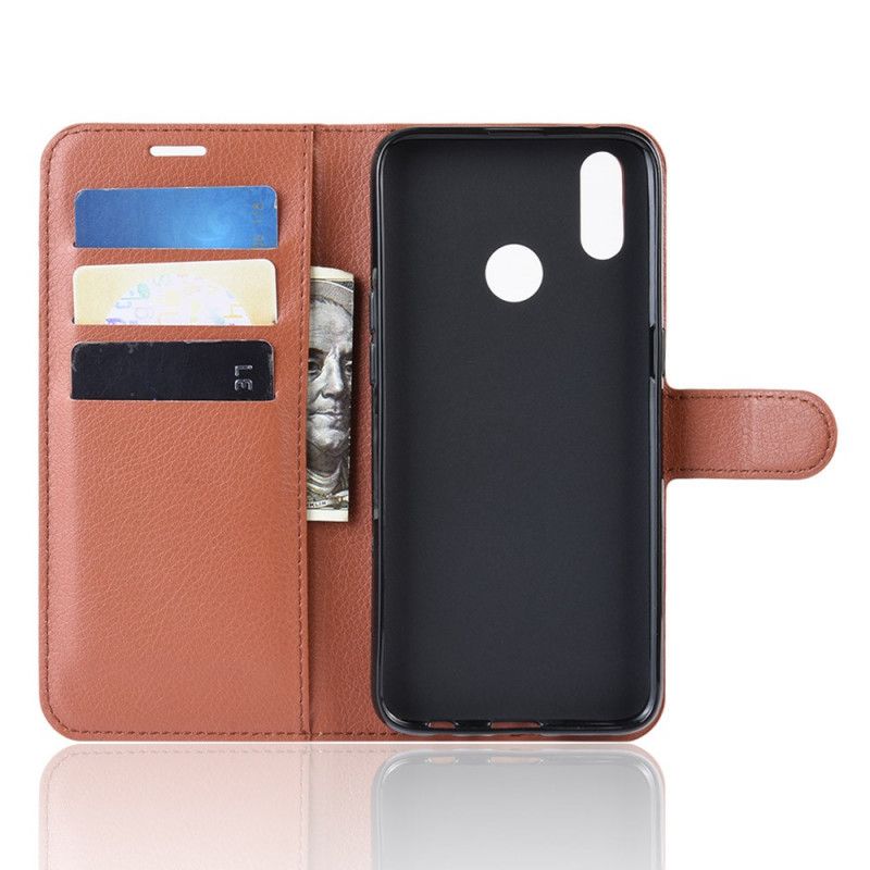 Folio Deksel Oppo Realme 3 Pro Lilla Litchi Imitert Skinn