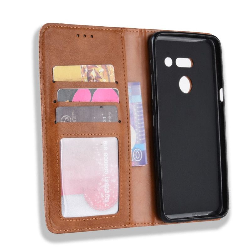 Folio Deksel ThinQ LG G8 ThinQ Svart Stilisert Vintage Skinneffekt