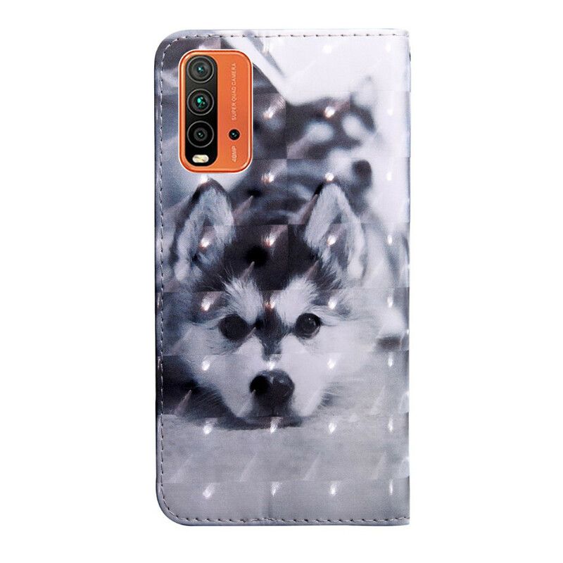 Lærdeksel Folio Deksel Xiaomi Redmi 9t Mobildeksel Svart Og Hvit Hund