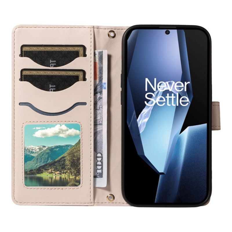 Folio Deksel Oneplus 13r Vattert Med Stropp Og Skulderstropp