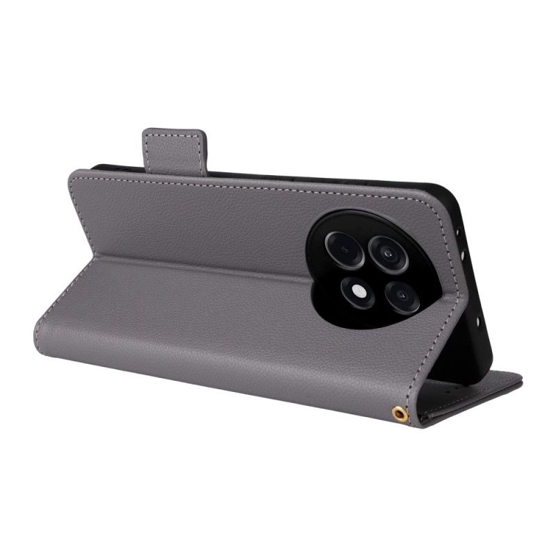 Lærdeksel Folio Deksel Oneplus 13r Litchi-tekstur Med Stropp