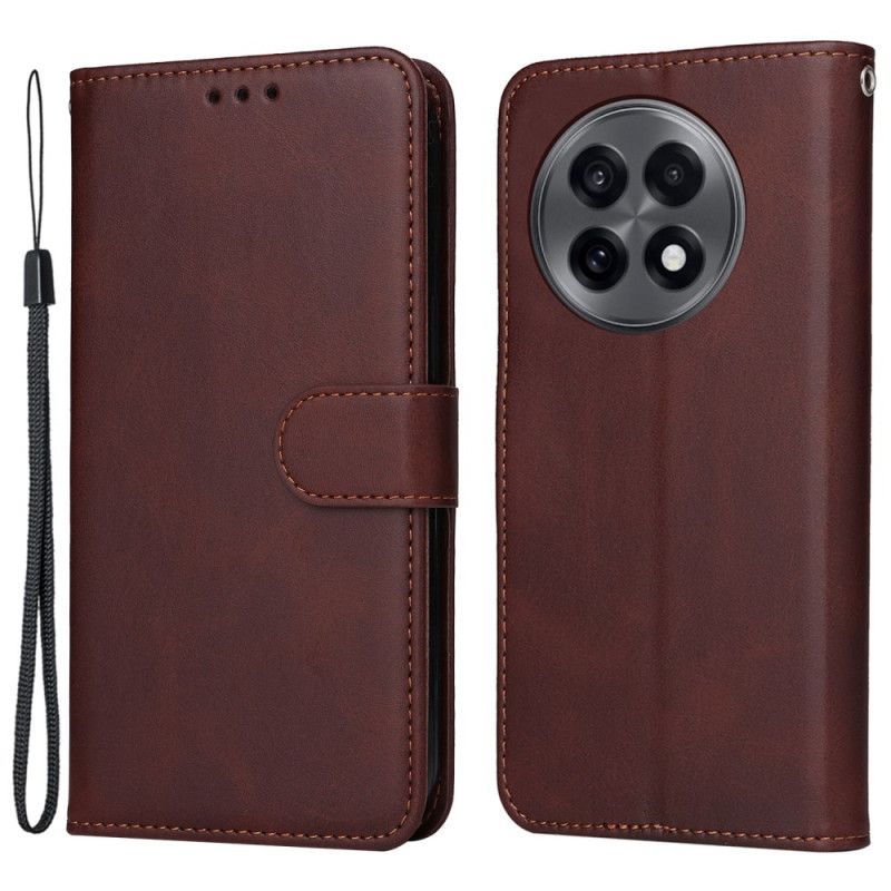 Lærdeksel Folio Deksel Oneplus 13r Mobildeksel Ensfarget Lærrem