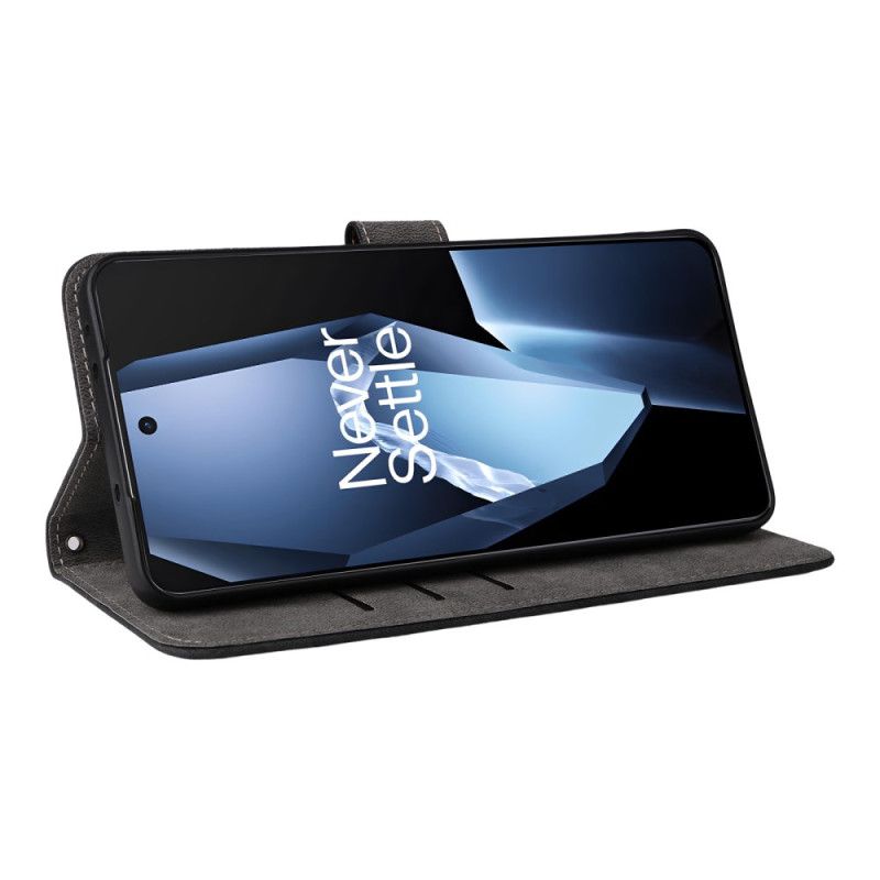 Lærdeksel Folio Deksel Oneplus 13r Mobildeksel Rfid-blokkerende Skinneffekt Med Stropp