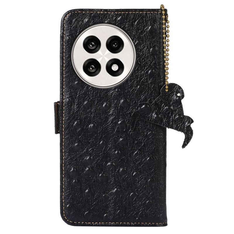 Lærdeksel Folio Deksel Oneplus 13r Mobildeksel Rfid-blokkerende Strutsteksturskinn