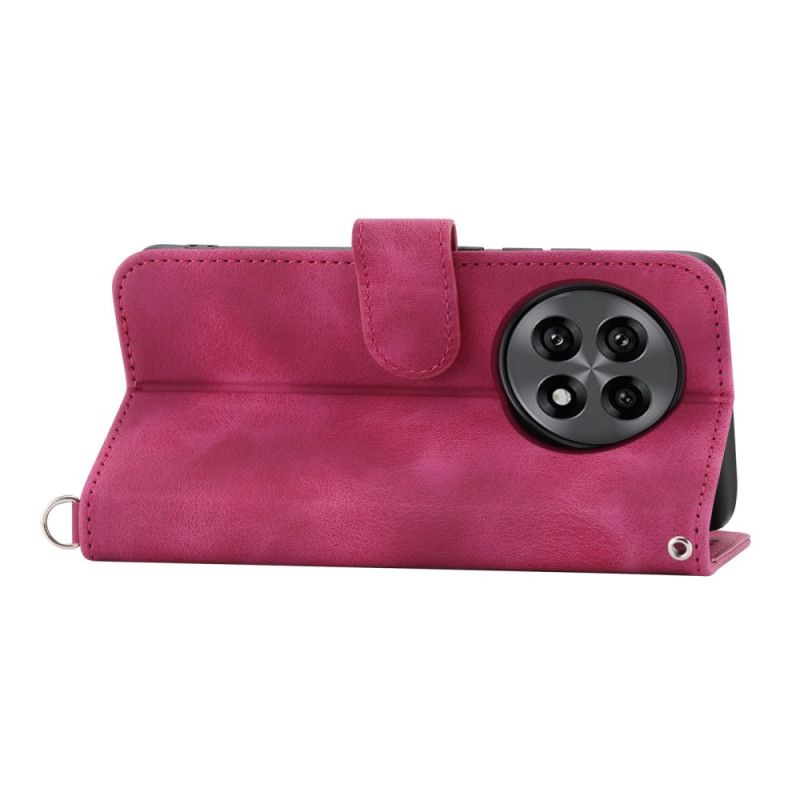 Lærdeksel Folio Deksel Oneplus 13r Mobildeksel Semsket Skinn Med Blondeeffekt Stropp Og Skulderstropp