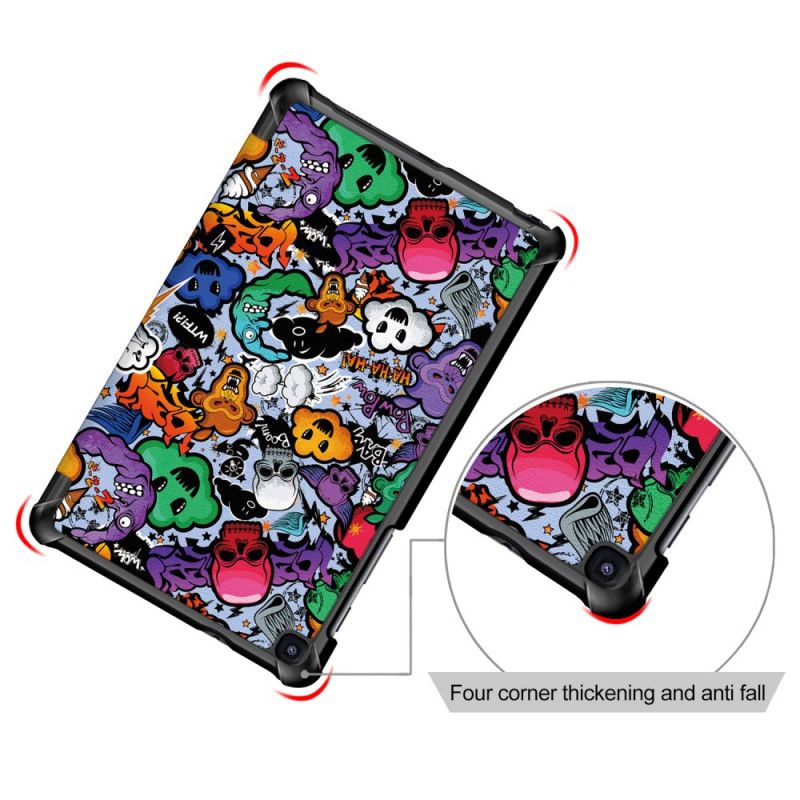 Smart Koffert Samsung Galaxy Tab A 8" (2019) Rød Forsterket Graffiti