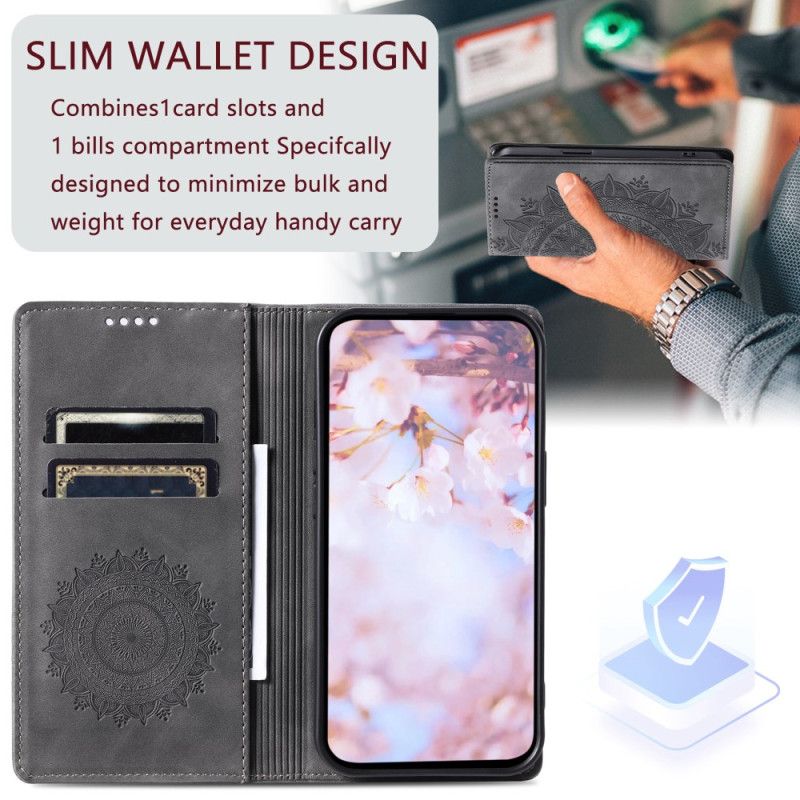 Folio Deksel Lær Xiaomi Redmi Note 13 Pro Plus 5g Mandala Semsket Skinneffekt