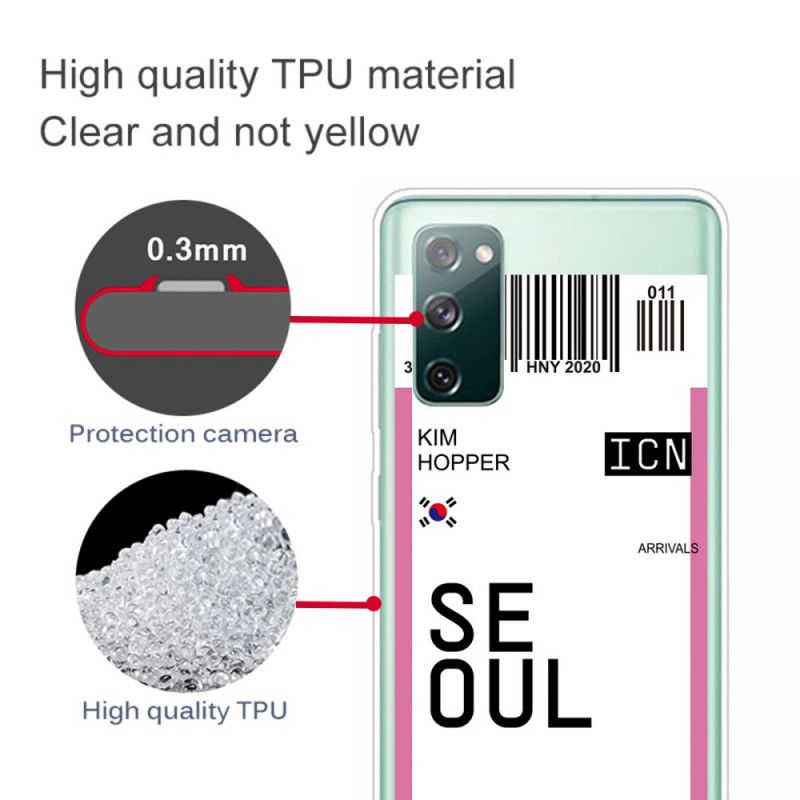 Deksel Samsung Galaxy S20 FE Magenta Boardingkort Til Seoul
