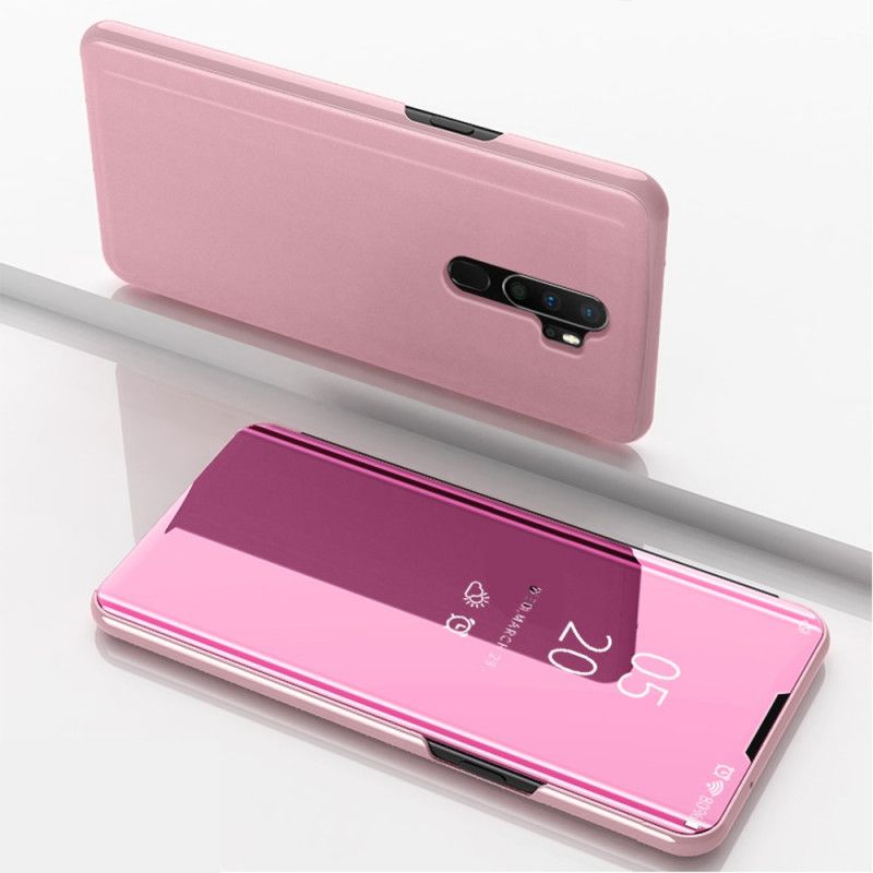 Vis Deksel Oppo A9 2020 Svart Speil Og Lærimitasjon