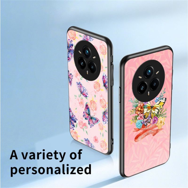 Deksel Realme 14 Pro Plus 5g Sommerfugler I Herdet Glass Beskyttelse Deksel