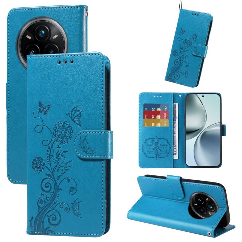 Folio Deksel Realme 14 Pro Plus 5g Blomstermønster